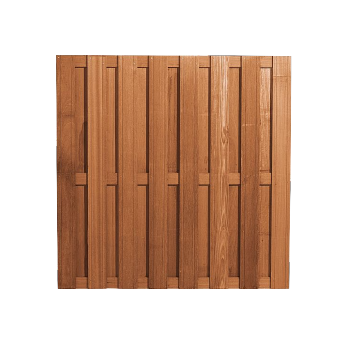 Hardhout tuinscherm recht 17-Planks 180 x 180 cm.