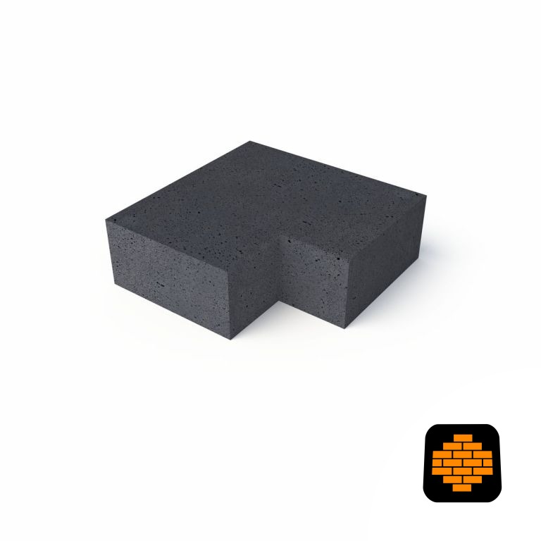 Schellevis Hoekstuk t.b.v. Traptreden Massief 100x40x20 Binnen 90º Antraciet